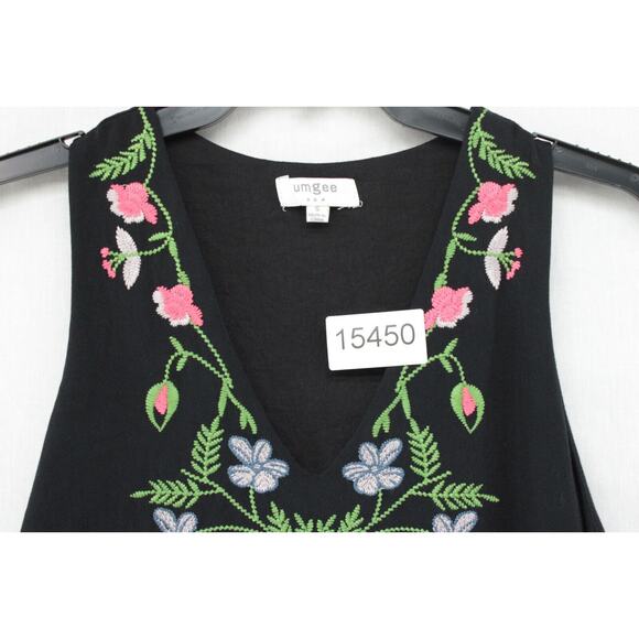 Umgee Dress Women's Small Black Boho Floral Embroidered Lined Sleeveless USA - Picture 9 of 9